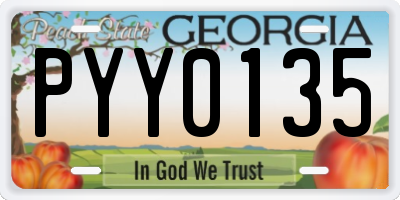 GA license plate PYY0135