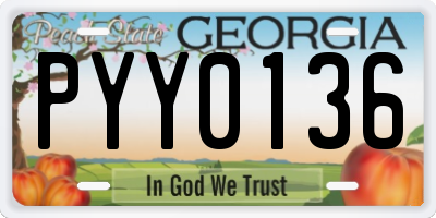 GA license plate PYY0136