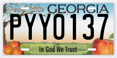 GA license plate PYY0137