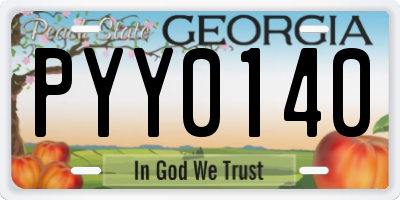 GA license plate PYY0140