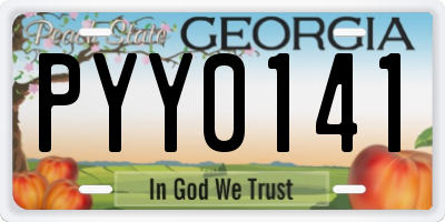 GA license plate PYY0141