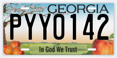 GA license plate PYY0142