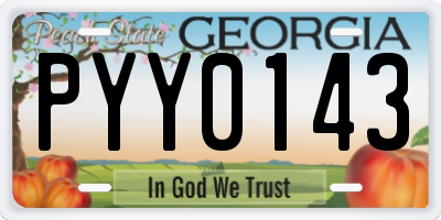 GA license plate PYY0143