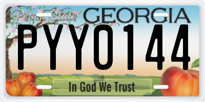 GA license plate PYY0144