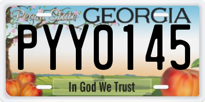 GA license plate PYY0145