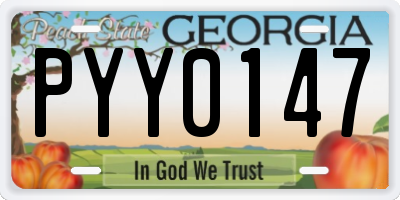 GA license plate PYY0147