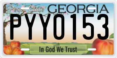 GA license plate PYY0153