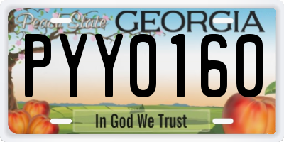 GA license plate PYY0160