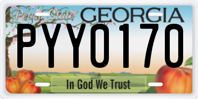GA license plate PYY0170