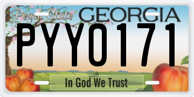 GA license plate PYY0171
