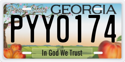 GA license plate PYY0174