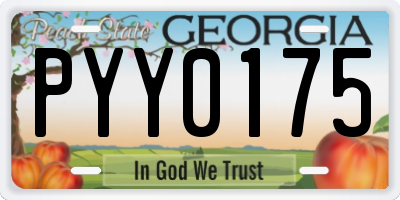 GA license plate PYY0175