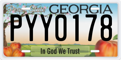 GA license plate PYY0178