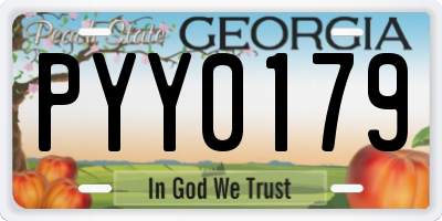 GA license plate PYY0179