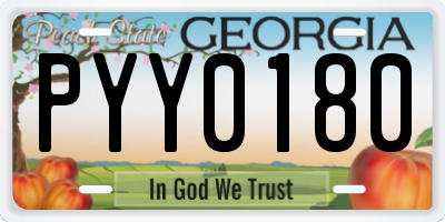 GA license plate PYY0180
