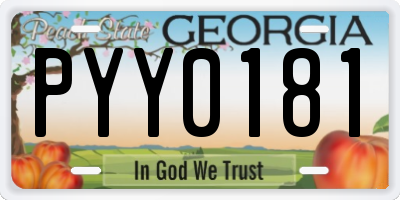 GA license plate PYY0181