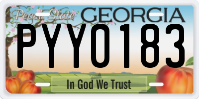 GA license plate PYY0183