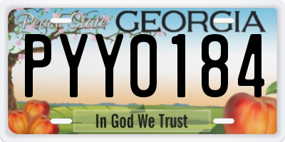 GA license plate PYY0184