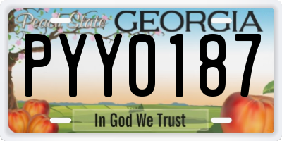 GA license plate PYY0187