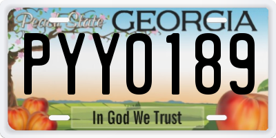 GA license plate PYY0189