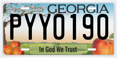 GA license plate PYY0190