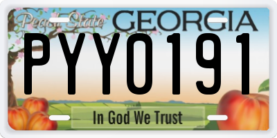 GA license plate PYY0191