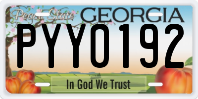 GA license plate PYY0192