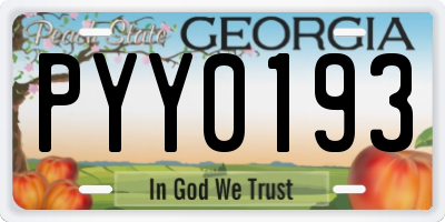 GA license plate PYY0193