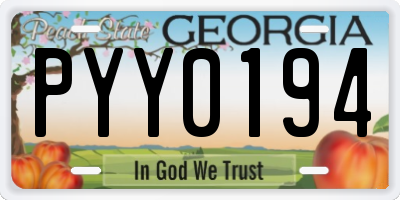 GA license plate PYY0194