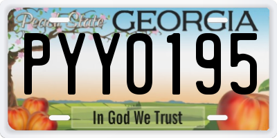 GA license plate PYY0195