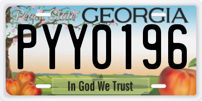 GA license plate PYY0196