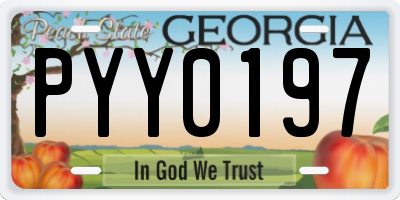 GA license plate PYY0197