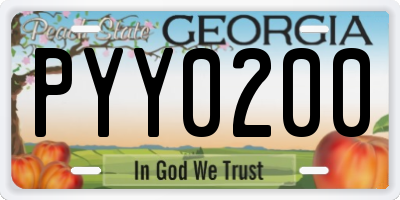 GA license plate PYY0200