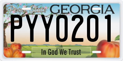 GA license plate PYY0201