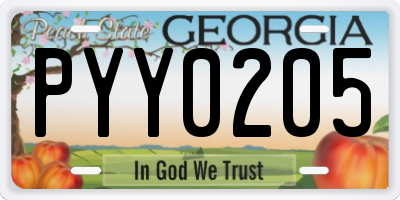 GA license plate PYY0205