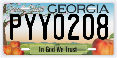 GA license plate PYY0208