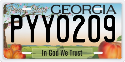 GA license plate PYY0209