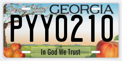 GA license plate PYY0210