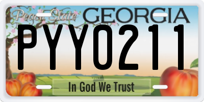 GA license plate PYY0211