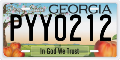 GA license plate PYY0212