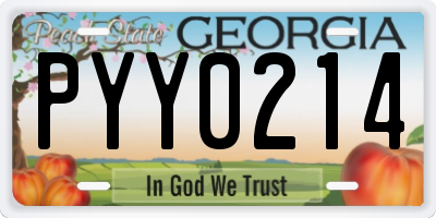 GA license plate PYY0214