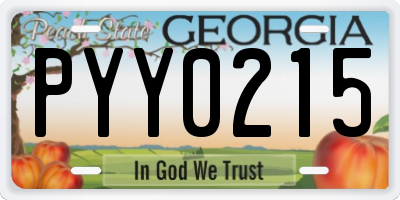 GA license plate PYY0215