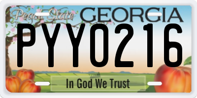 GA license plate PYY0216