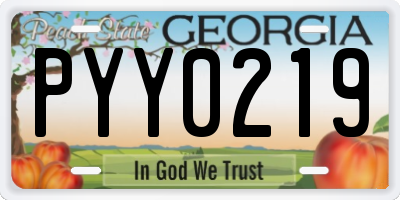GA license plate PYY0219