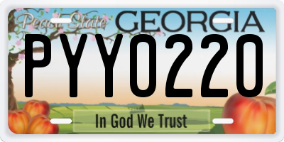 GA license plate PYY0220