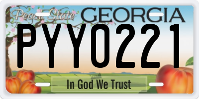 GA license plate PYY0221