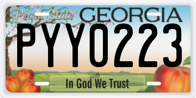 GA license plate PYY0223