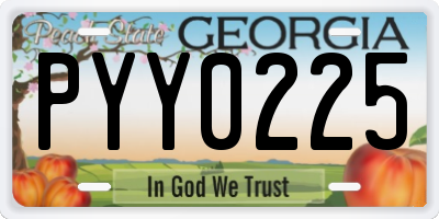 GA license plate PYY0225