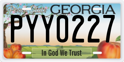 GA license plate PYY0227