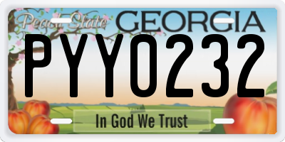GA license plate PYY0232
